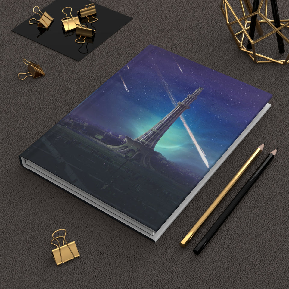 Astral Night Minaar - Elegant Matte Hardcover Journal Adorned with @areebtariq111's Digital Artwork