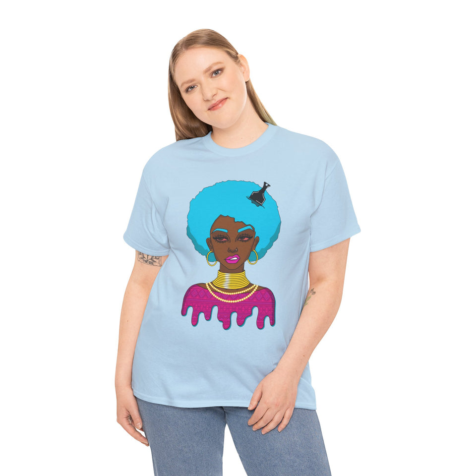 Afro-Sass Digital Art Unisex Heavy Cotton Tee by @whereiszara - Creative Wearable Art