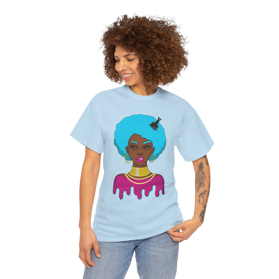 Afro-Sass Digital Art Unisex Heavy Cotton Tee by @whereiszara - Creative Wearable Art