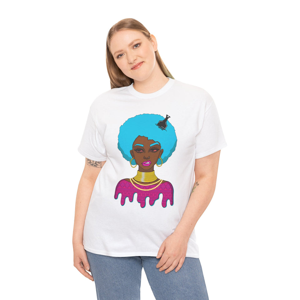 Afro-Sass Digital Art Unisex Heavy Cotton Tee by @whereiszara - Creative Wearable Art