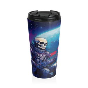 "Moonlit Guardian" Digital Art Stainless Steel Travel Mug - Carry Enchantment on Your Journey