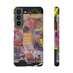 Riksha Dreams - Artful Phone Case with @areebtariq111's Digital Art and Built-in Card Holder