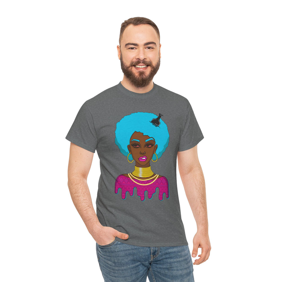 Afro-Sass Digital Art Unisex Heavy Cotton Tee by @whereiszara - Creative Wearable Art