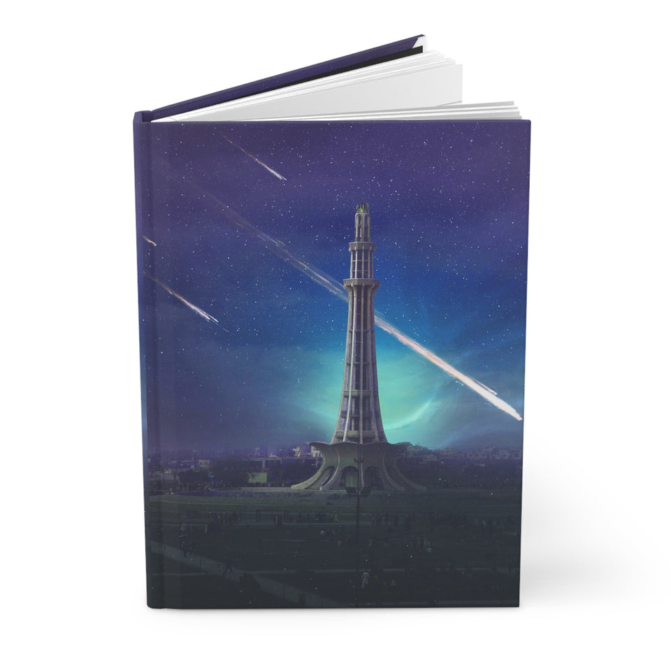 Astral Night Minaar - Elegant Matte Hardcover Journal Adorned with @areebtariq111's Digital Artwork