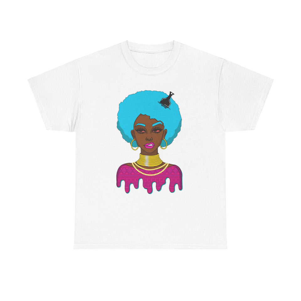 Afro-Sass Digital Art Unisex Heavy Cotton Tee by @whereiszara - Creative Wearable Art