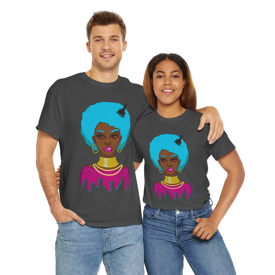 Afro-Sass Digital Art Unisex Heavy Cotton Tee by @whereiszara - Creative Wearable Art