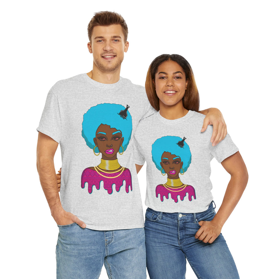 Afro-Sass Digital Art Unisex Heavy Cotton Tee by @whereiszara - Creative Wearable Art