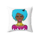 Afro-Sass Spun Polyester Square Pillow by @whereiszara - Unique Digital Art Home Decor