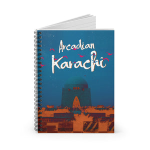 Arcadian Karachi - Artful Spiral Notebook with Captivating Digital Art by @areebtariq111, 118 Ruled Line Pages