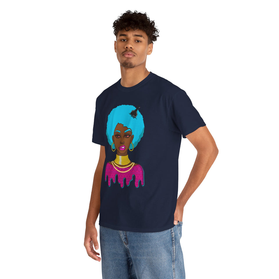 Afro-Sass Digital Art Unisex Heavy Cotton Tee by @whereiszara - Creative Wearable Art