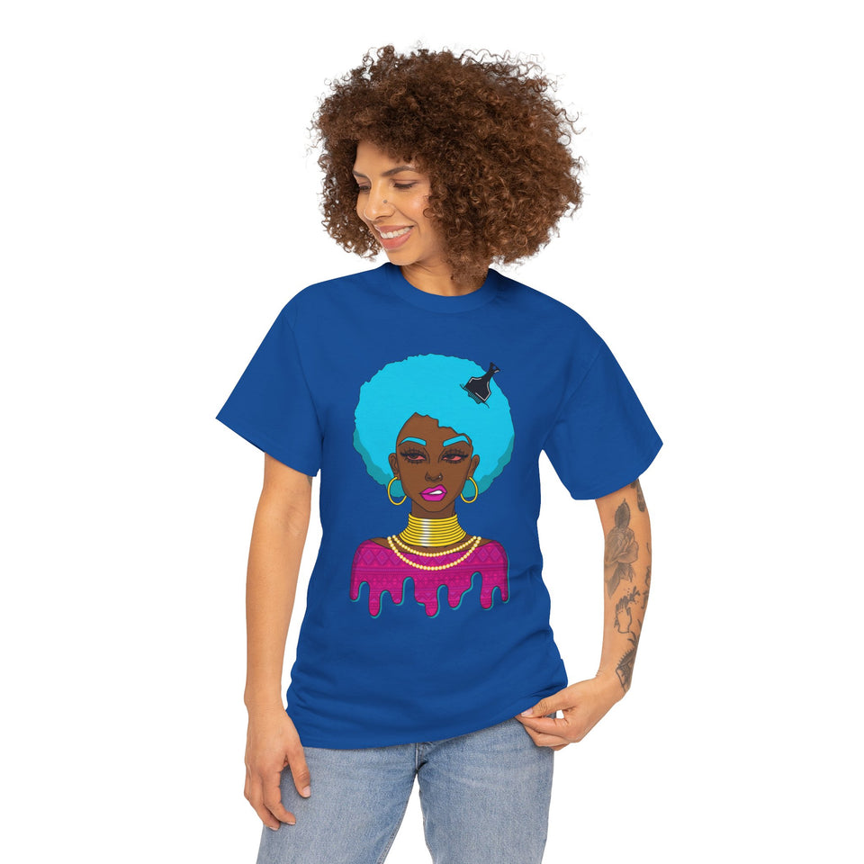 Afro-Sass Digital Art Unisex Heavy Cotton Tee by @whereiszara - Creative Wearable Art