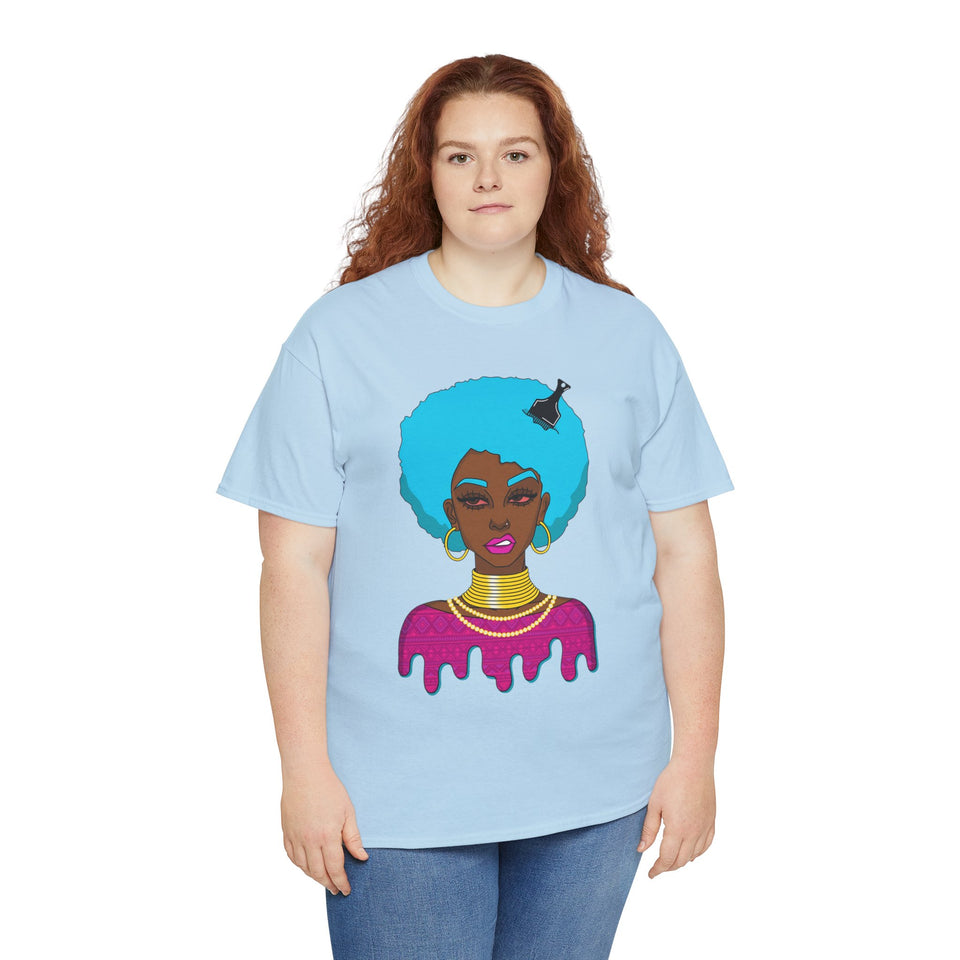 Afro-Sass Digital Art Unisex Heavy Cotton Tee by @whereiszara - Creative Wearable Art