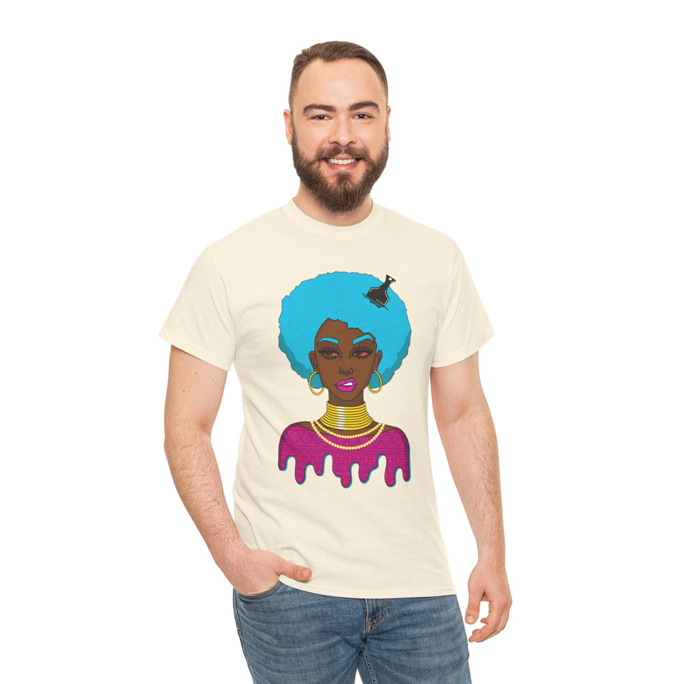 Afro-Sass Digital Art Unisex Heavy Cotton Tee by @whereiszara - Creative Wearable Art