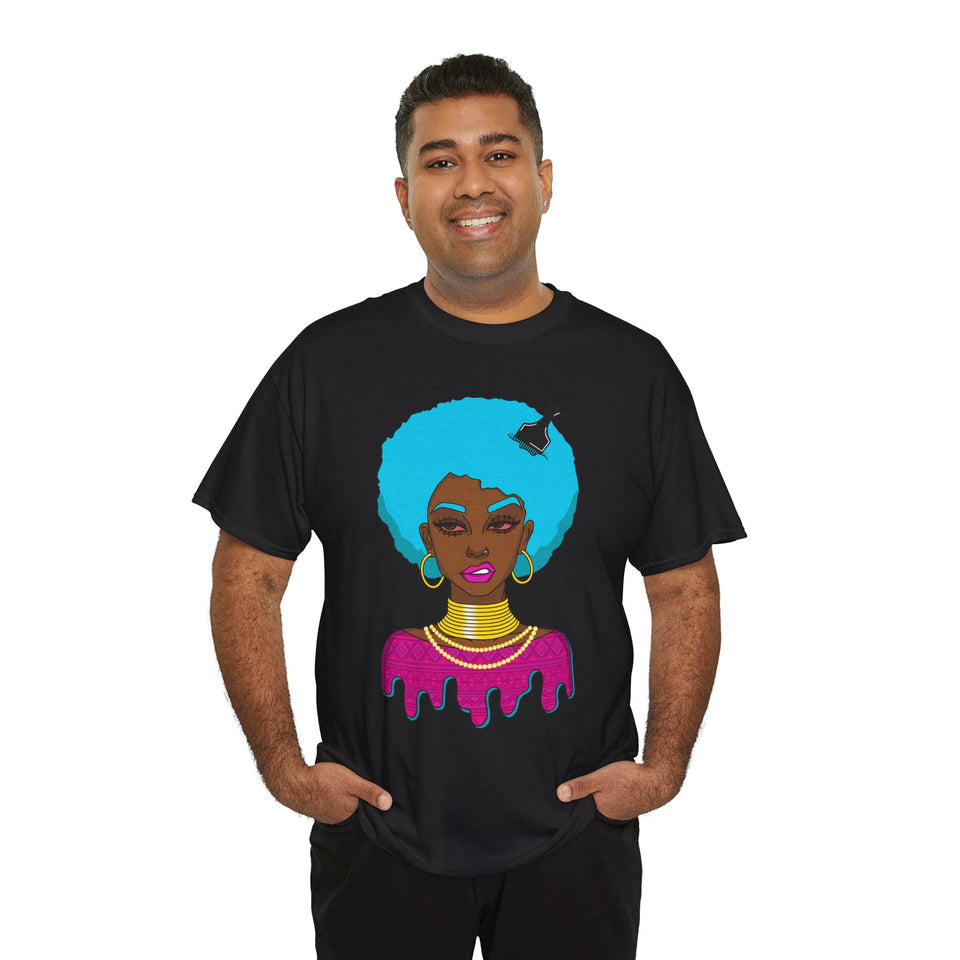 Afro-Sass Digital Art Unisex Heavy Cotton Tee by @whereiszara - Creative Wearable Art