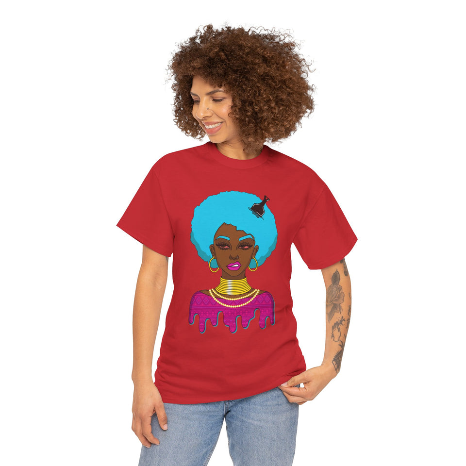 Afro-Sass Digital Art Unisex Heavy Cotton Tee by @whereiszara - Creative Wearable Art