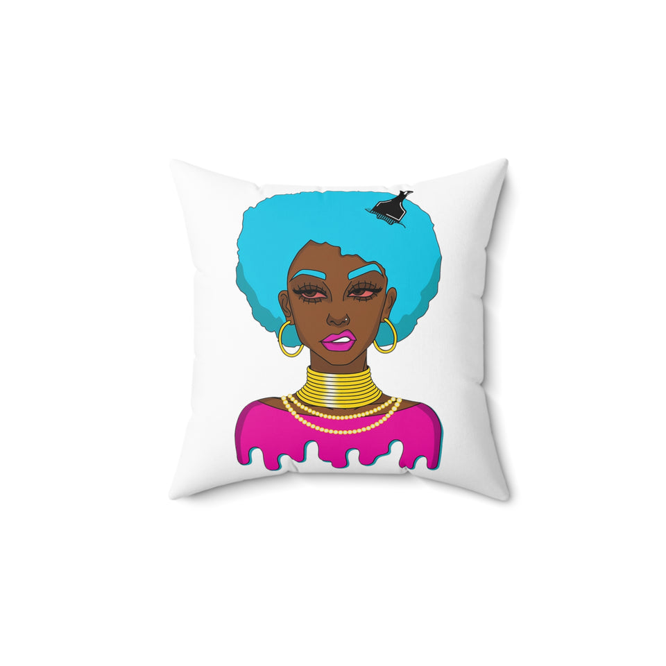 Afro-Sass Spun Polyester Square Pillow by @whereiszara - Unique Digital Art Home Decor