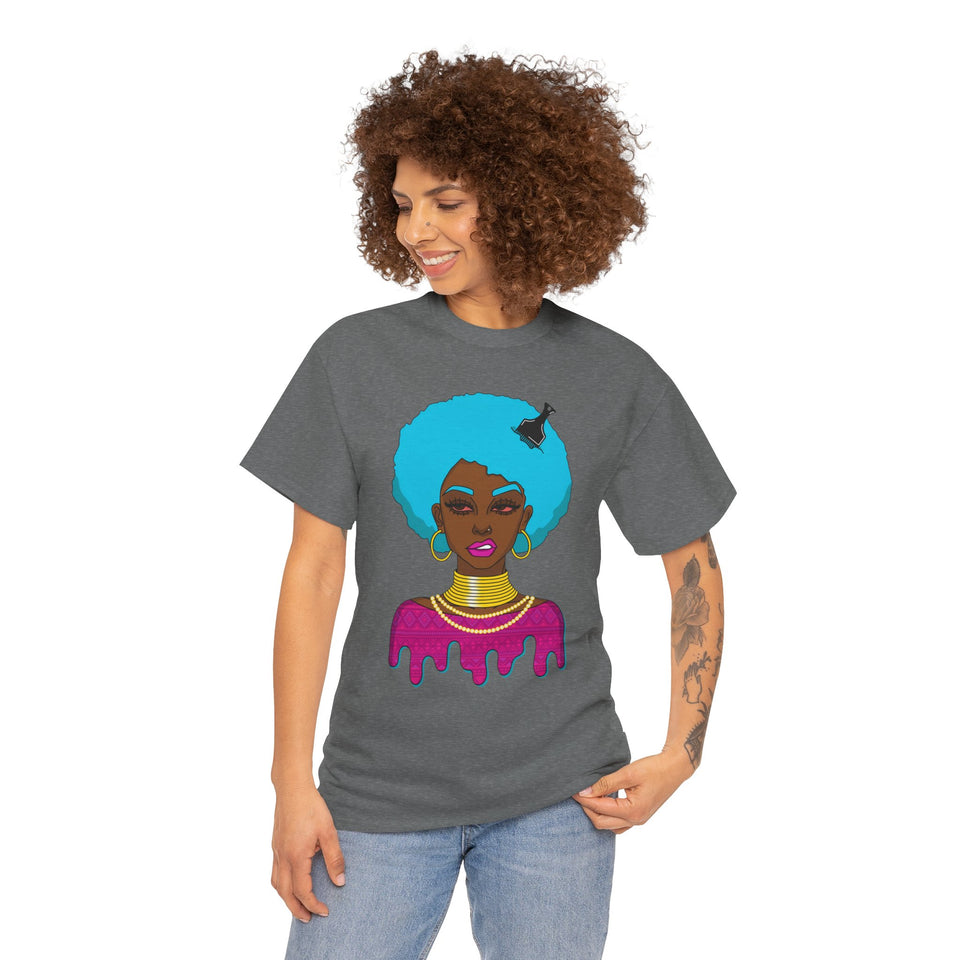 Afro-Sass Digital Art Unisex Heavy Cotton Tee by @whereiszara - Creative Wearable Art