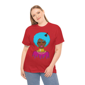 Afro-Sass Digital Art Unisex Heavy Cotton Tee by @whereiszara - Creative Wearable Art