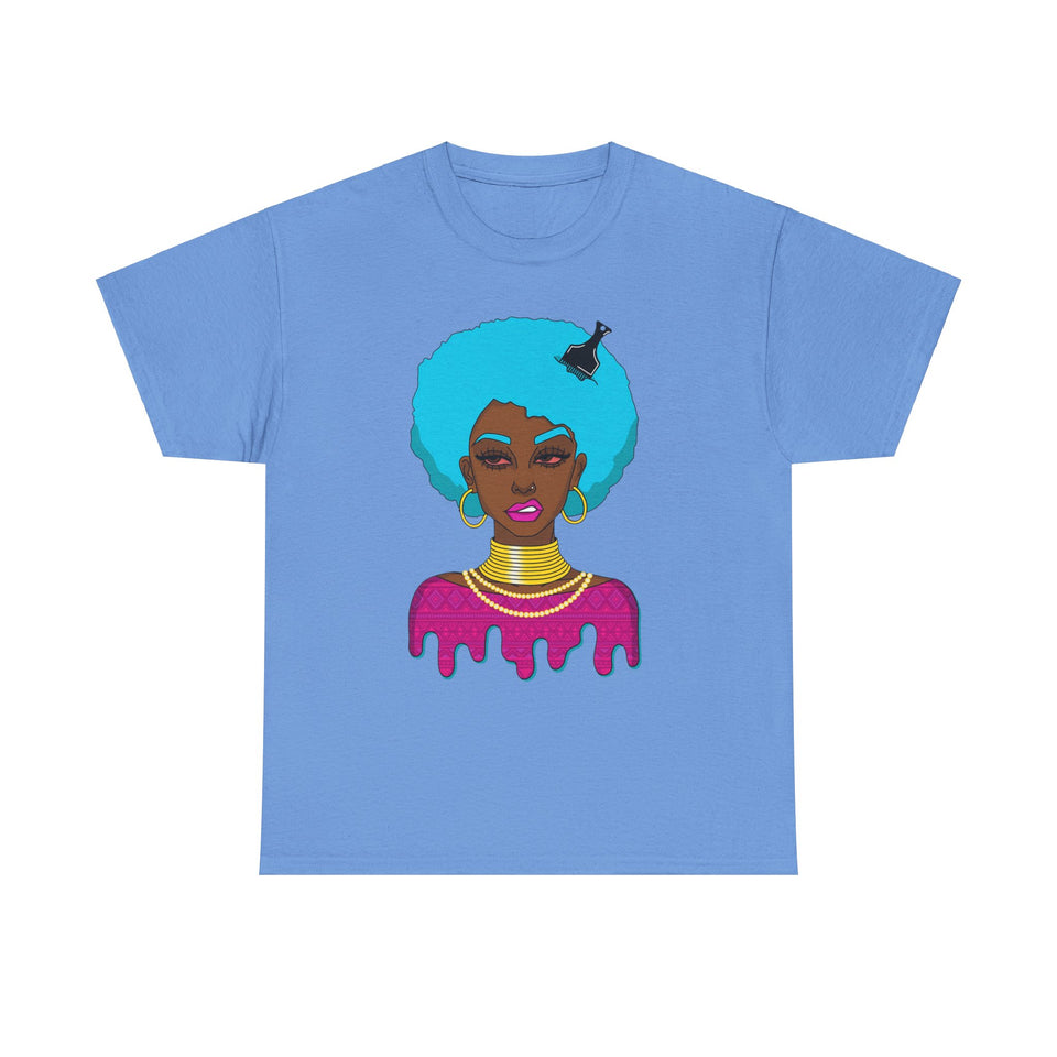 Afro-Sass Digital Art Unisex Heavy Cotton Tee by @whereiszara - Creative Wearable Art