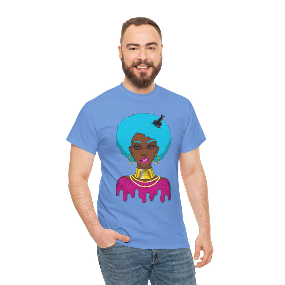 Afro-Sass Digital Art Unisex Heavy Cotton Tee by @whereiszara - Creative Wearable Art