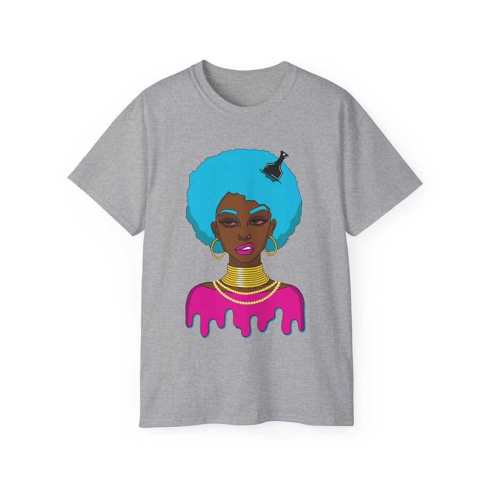 Afro-Sass Digital Art Unisex Ultra Cotton Tee by @whereiszara - Creative Cultural Expression