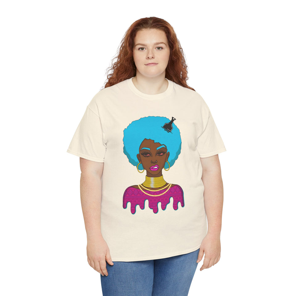 Afro-Sass Digital Art Unisex Heavy Cotton Tee by @whereiszara - Creative Wearable Art