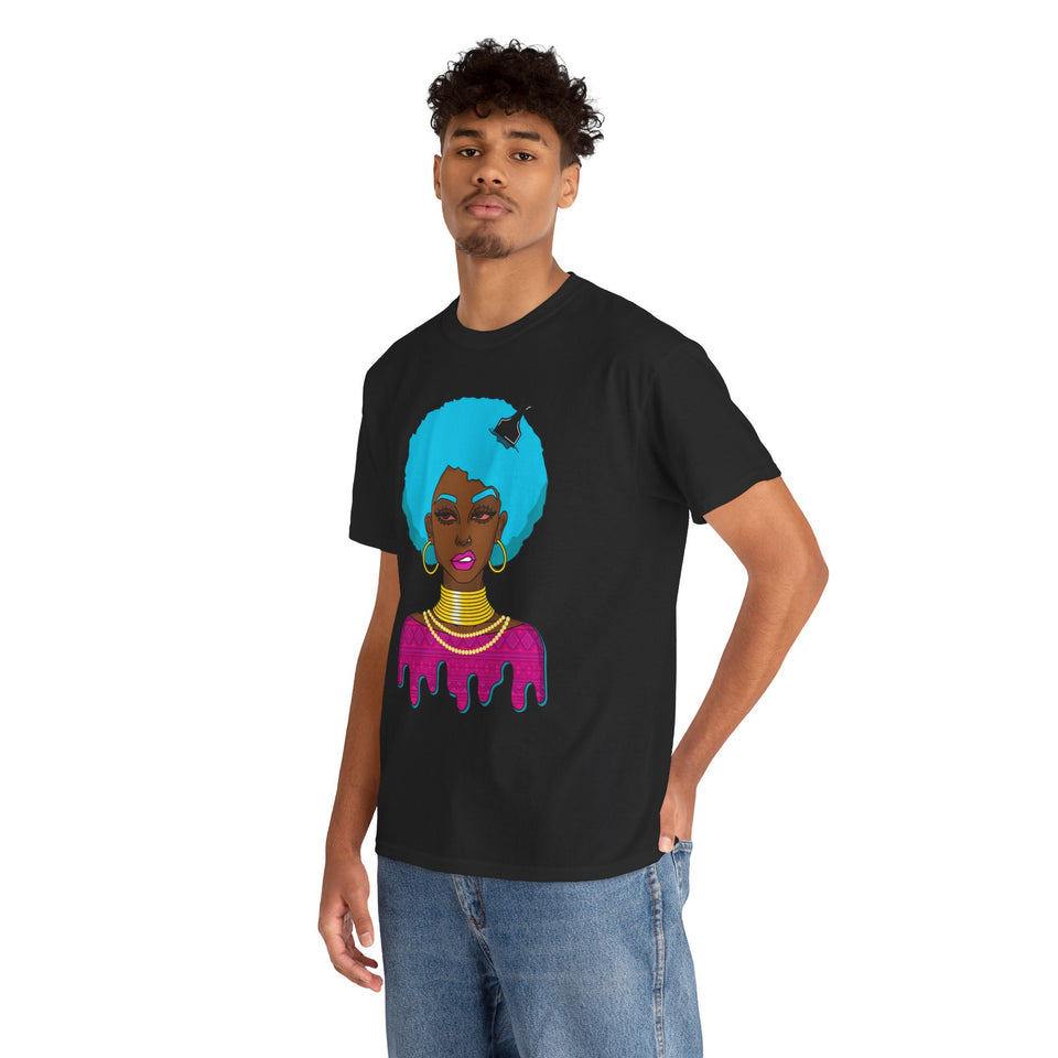 Afro-Sass Digital Art Unisex Heavy Cotton Tee by @whereiszara - Creative Wearable Art