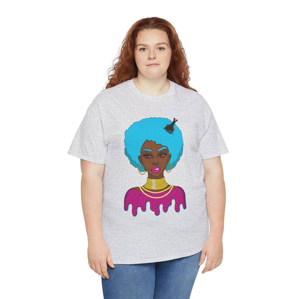 Afro-Sass Digital Art Unisex Heavy Cotton Tee by @whereiszara - Creative Wearable Art