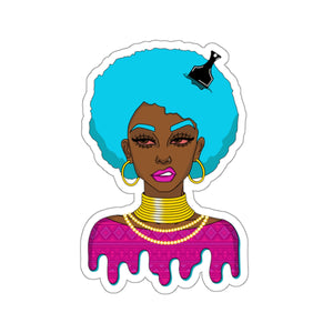Afro-Sass Digital Art Kiss-Cut Stickers by @whereiszara - Creative Vinyl Stickers