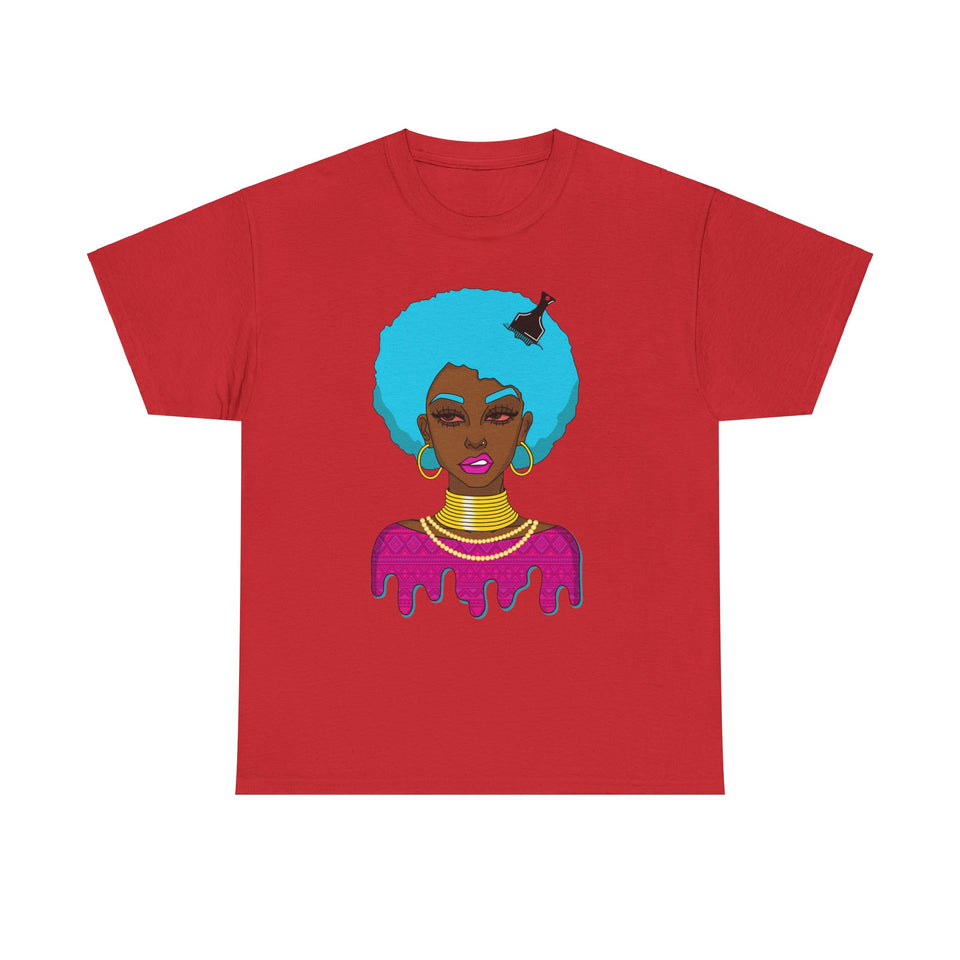 Afro-Sass Digital Art Unisex Heavy Cotton Tee by @whereiszara - Creative Wearable Art