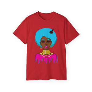 Afro-Sass Digital Art Unisex Ultra Cotton Tee by @whereiszara - Creative Cultural Expression