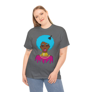 Afro-Sass Digital Art Unisex Heavy Cotton Tee by @whereiszara - Creative Wearable Art