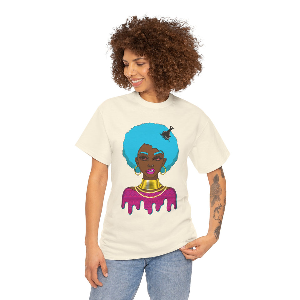 Afro-Sass Digital Art Unisex Heavy Cotton Tee by @whereiszara - Creative Wearable Art