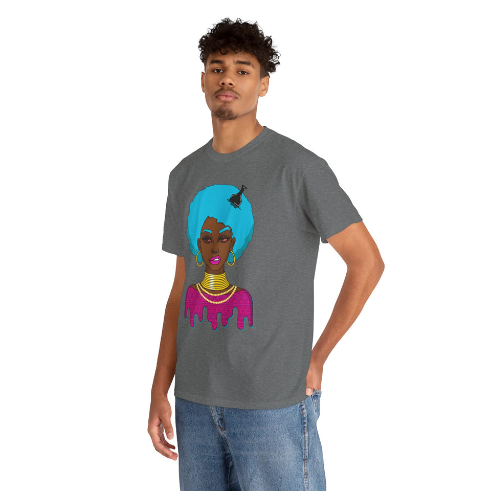 Afro-Sass Digital Art Unisex Heavy Cotton Tee by @whereiszara - Creative Wearable Art