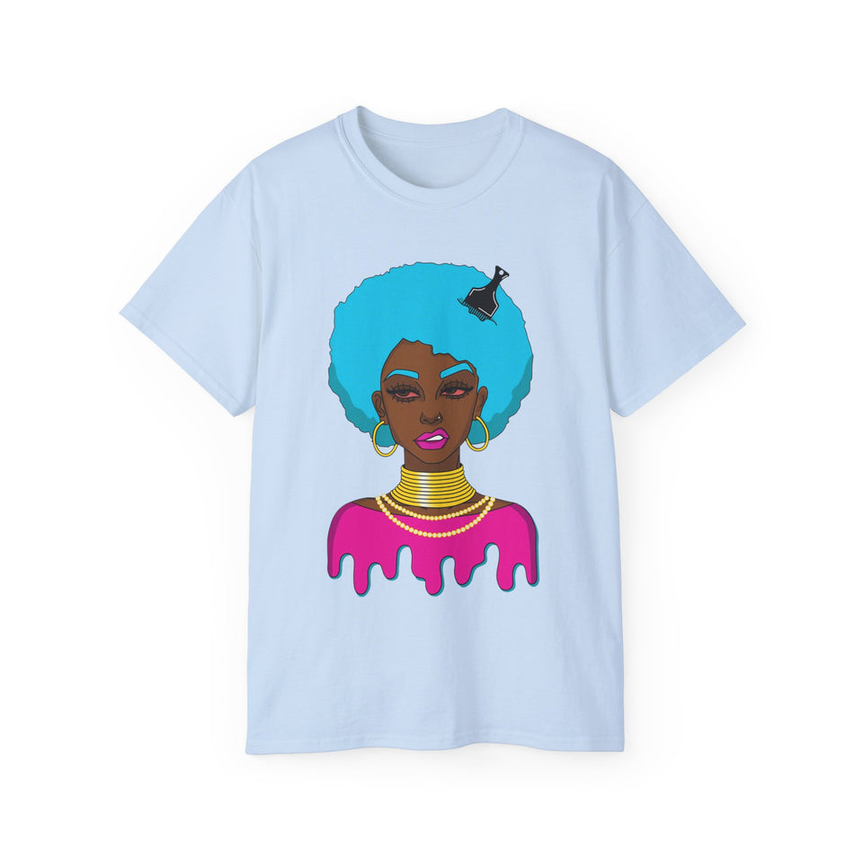 Afro-Sass Digital Art Unisex Ultra Cotton Tee by @whereiszara - Creative Cultural Expression