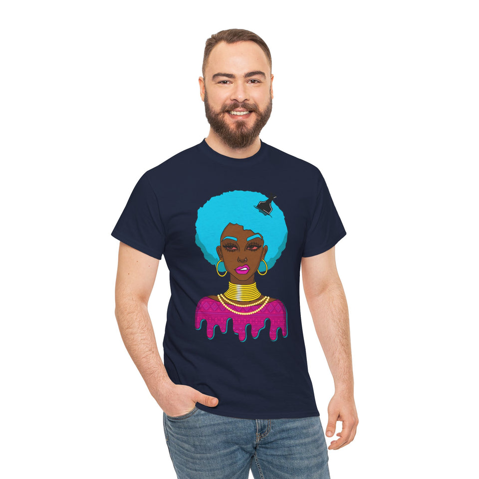 Afro-Sass Digital Art Unisex Heavy Cotton Tee by @whereiszara - Creative Wearable Art