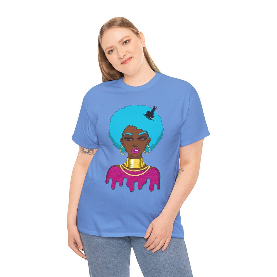 Afro-Sass Digital Art Unisex Heavy Cotton Tee by @whereiszara - Creative Wearable Art