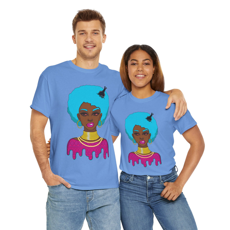 Afro-Sass Digital Art Unisex Heavy Cotton Tee by @whereiszara - Creative Wearable Art