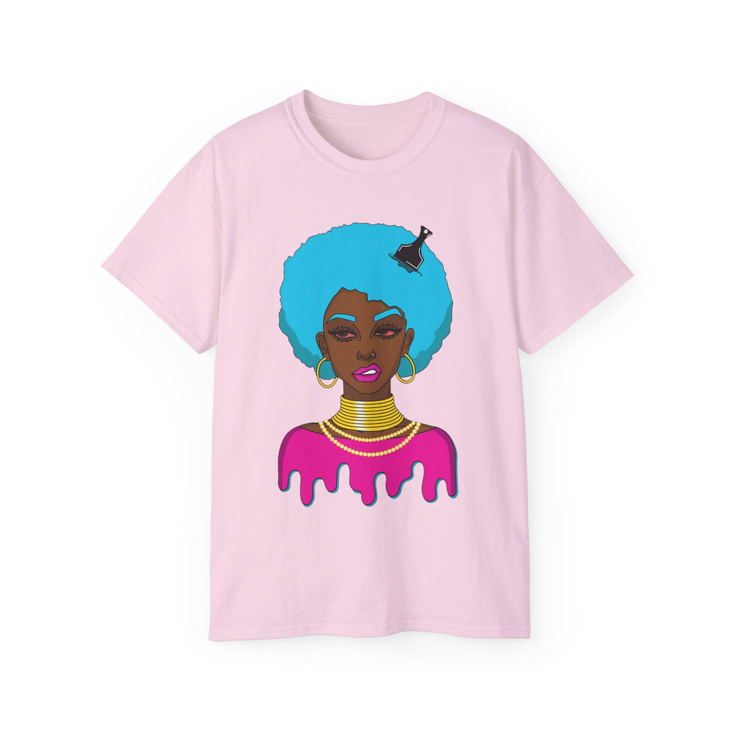 Afro-Sass Digital Art Unisex Ultra Cotton Tee by @whereiszara - Creative Cultural Expression