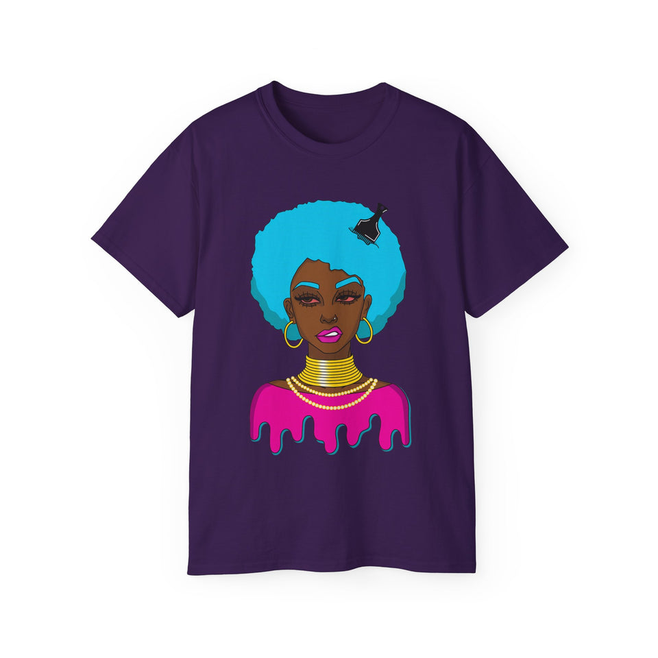 Afro-Sass Digital Art Unisex Ultra Cotton Tee by @whereiszara - Creative Cultural Expression