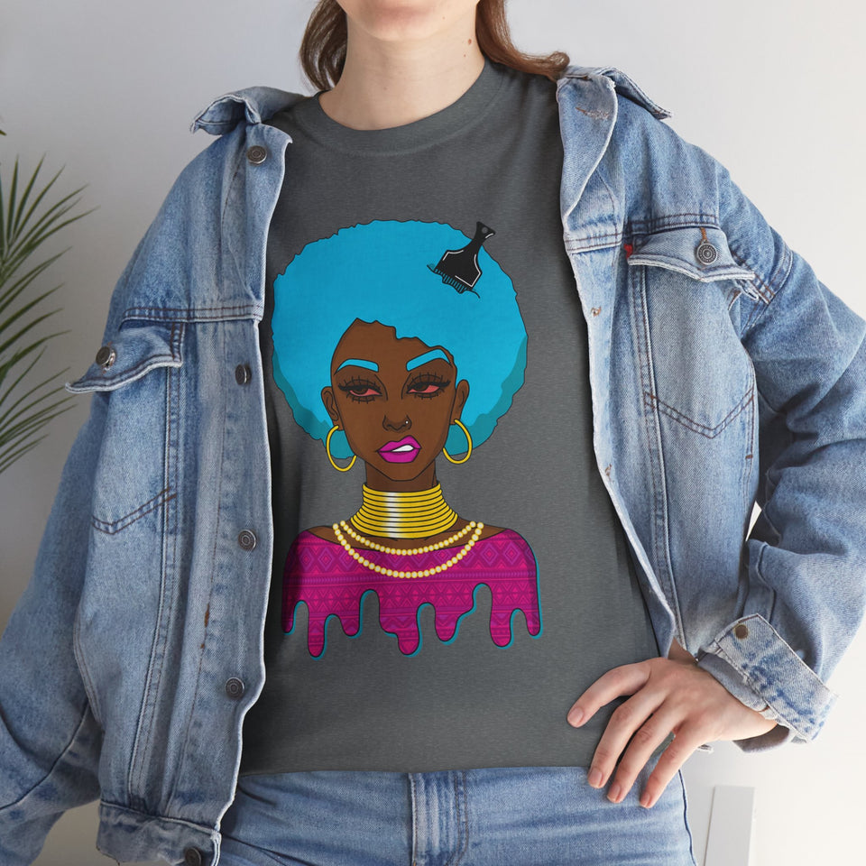 Afro-Sass Digital Art Unisex Heavy Cotton Tee by @whereiszara - Creative Wearable Art