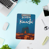 Enhance Your Workspace with our "Arcadian Karachi" Clipboard - Fiberboard Base, Pull-out Hook, and @areebtariq111 Design