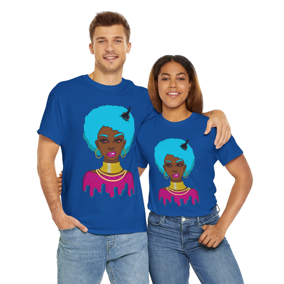 Afro-Sass Digital Art Unisex Heavy Cotton Tee by @whereiszara - Creative Wearable Art