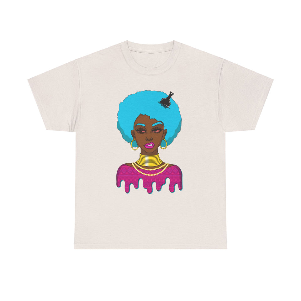 Afro-Sass Digital Art Unisex Heavy Cotton Tee by @whereiszara - Creative Wearable Art