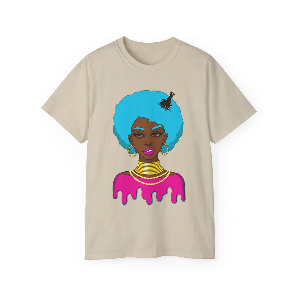 Afro-Sass Digital Art Unisex Ultra Cotton Tee by @whereiszara - Creative Cultural Expression