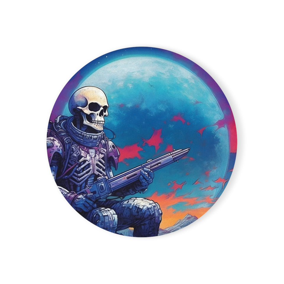 "Moonlit Guardian" Digital Art Cork Back Coaster - Artistry Meets Functionality