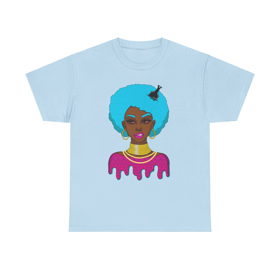 Afro-Sass Digital Art Unisex Heavy Cotton Tee by @whereiszara - Creative Wearable Art