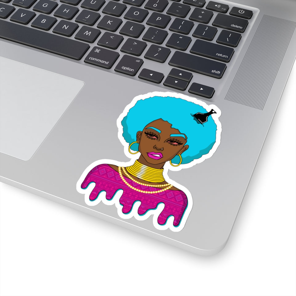 Afro-Sass Digital Art Kiss-Cut Stickers by @whereiszara - Creative Vinyl Stickers