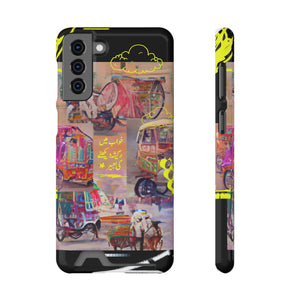 Riksha Dreams - Artful Phone Case with @areebtariq111's Digital Art and Built-in Card Holder
