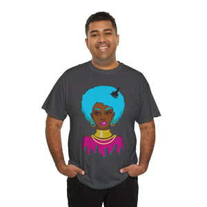 Afro-Sass Digital Art Unisex Heavy Cotton Tee by @whereiszara - Creative Wearable Art